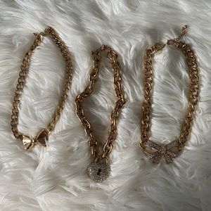 3X CHUNKY GOLD CHAIN NECKLACES